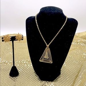 Gold necklace & earrings